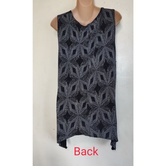 Onyx Nite Sparkly Evening Tank Top BLACK & SILVER Sleeveless Rhinestones SIZE XL - Picture 8 of 13